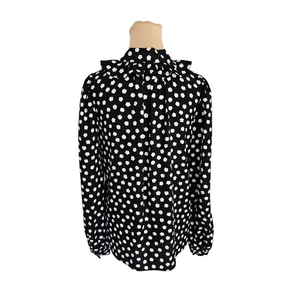Kate Spade Cloud Dot White and Black Polka Dot Blouse Sz S - Picture 5 of 8
